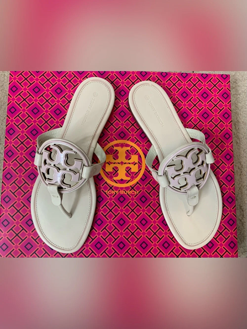 Tory Burch NWT Miller sandals- cream & seashell pink Size 9.5
